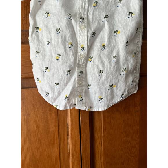 Janie and Jack Boy's Palm Tree Linen Button Down Shirt Short Sleeve White Size 7 - Picture 3 of 10